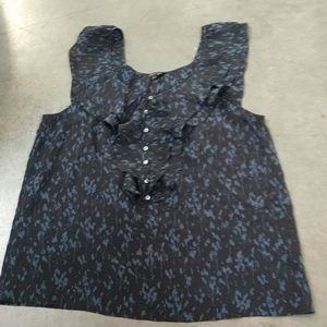 Theory 100% Silk Floral Print Blouse Large